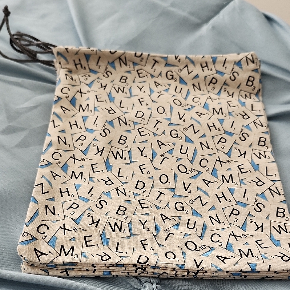Scrabble Print Drawstring Pouch